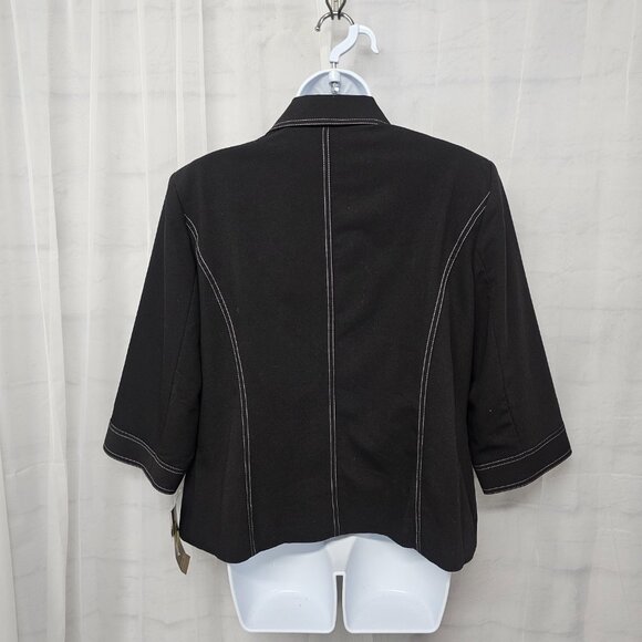 Tanjay Black Blazer Retro Office Business Minimalist 12P NWT - Picture 6 of 11